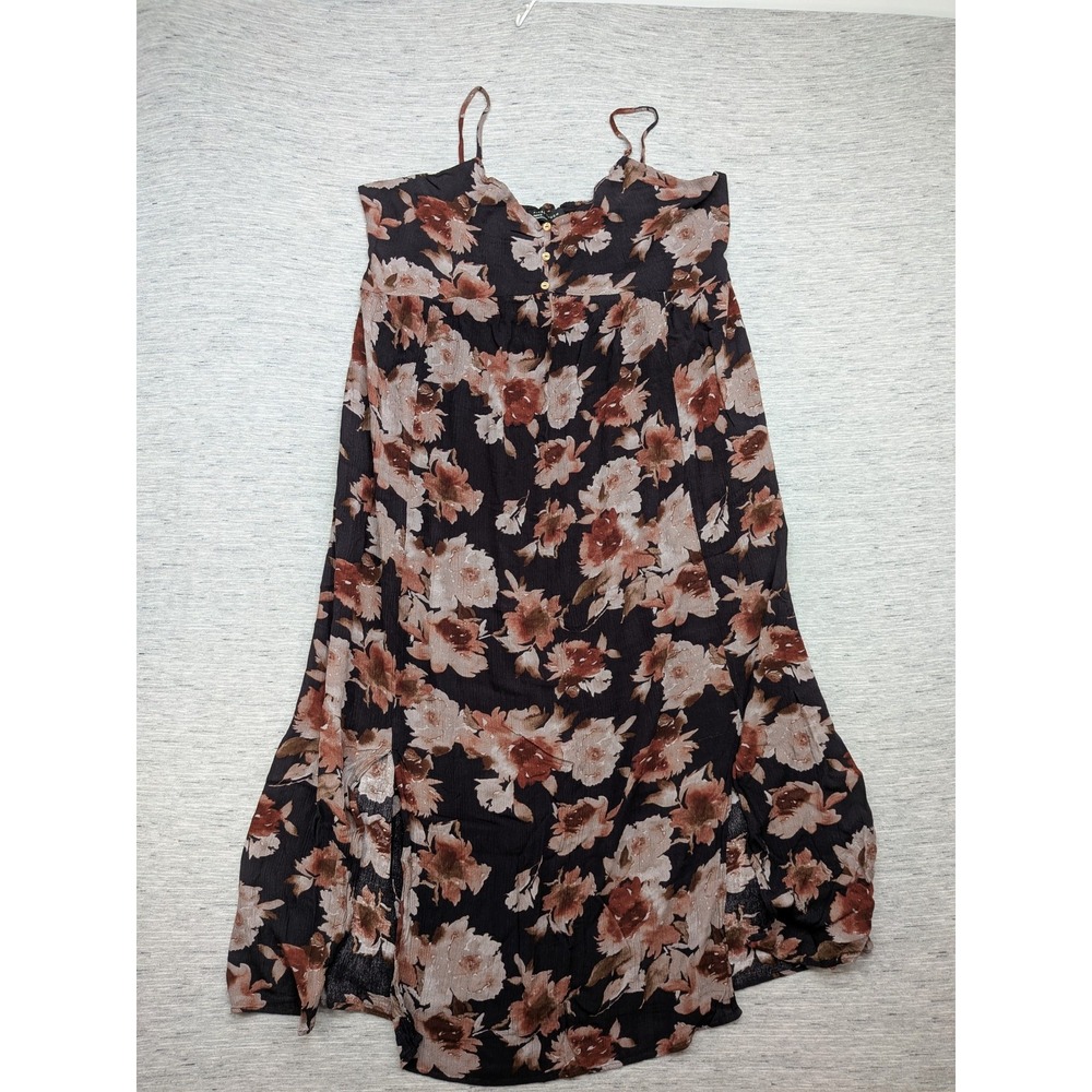 Final Touch Dress Womens 3XL Black‎ Floral Sleeveless Button Front Boho Maxi 3X
